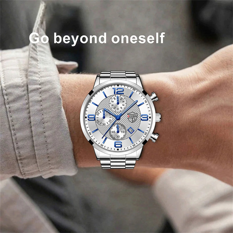 reloj hombre Luxury Business Men Watchs Stainless Steel Quartz WristWatch Male Leather Calendar Luminous Clock relogio masculino