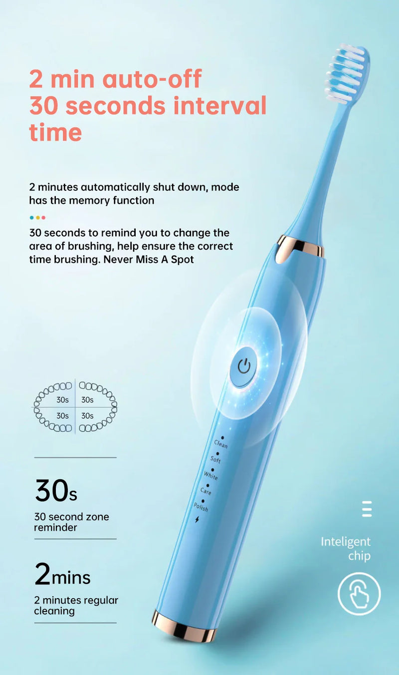 Tongwode Oral Cleaning Electric Tooth Brushes Long Lasting Smart Wireless Rechargeable Automatic Ultrasonic Electric Toothbrush