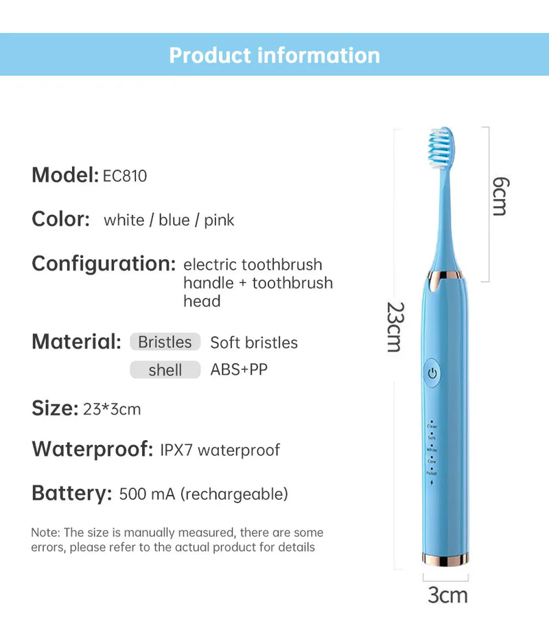 Tongwode Oral Cleaning Electric Tooth Brushes Long Lasting Smart Wireless Rechargeable Automatic Ultrasonic Electric Toothbrush