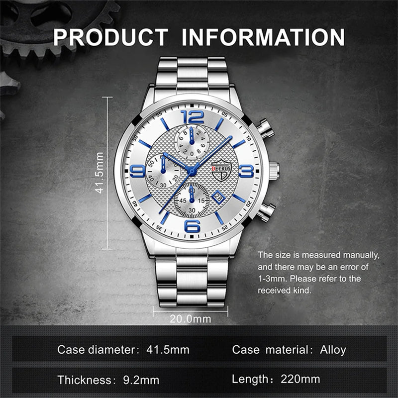 reloj hombre Luxury Business Men Watchs Stainless Steel Quartz WristWatch Male Leather Calendar Luminous Clock relogio masculino