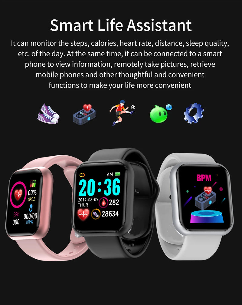 D20 smart watch for men and women, Y68 smart watch, tracker 