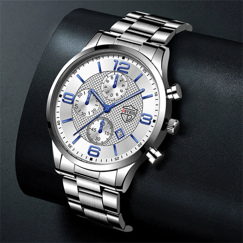 reloj hombre Luxury Business Men Watchs Stainless Steel Quartz WristWatch Male Leather Calendar Luminous Clock relogio masculino