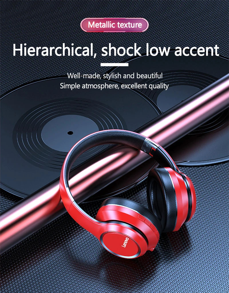 Lenovo HD200 Bluetooth Earphones Over-ear Foldable Computer Wireless Headphones Noise Cancellation HIFI Stereo Gaming Headset