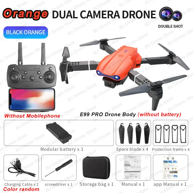 E99Pro-Dron 4K con cámara HD, helicóptero plegable con gran angular de 2024 P,