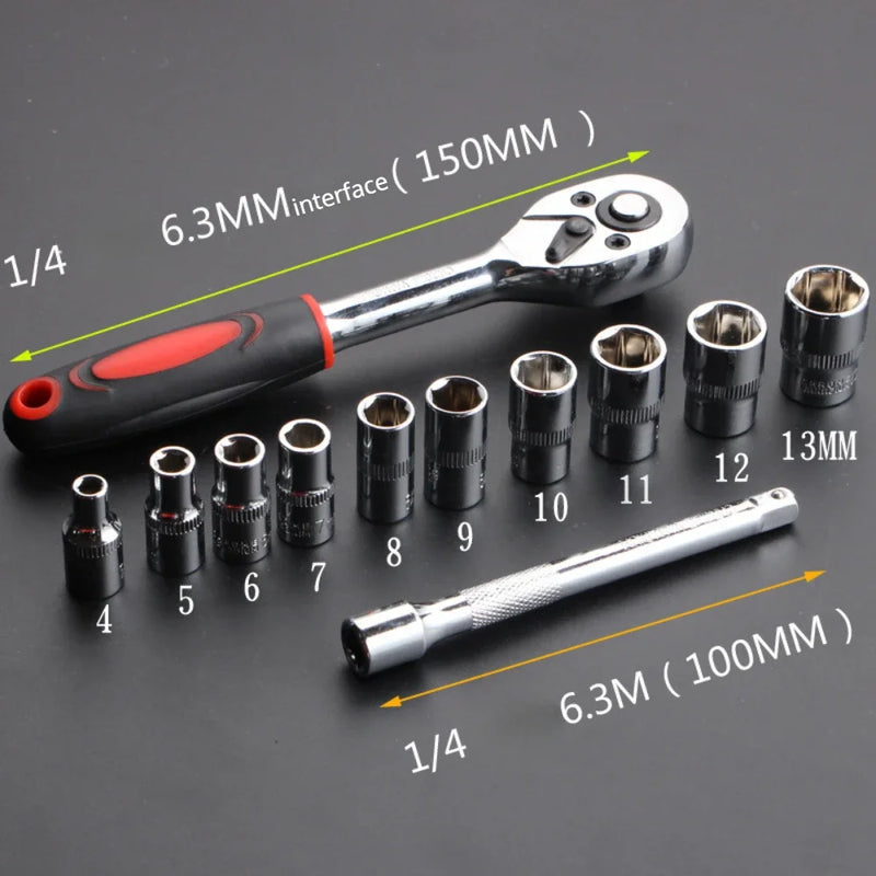 12 Pcs Set Wrench Socket Set Hardware Car Boat Auto Repair Tools Bike Multitool Bike Tool Kit Motorcycle Bicycle Repairing Tool