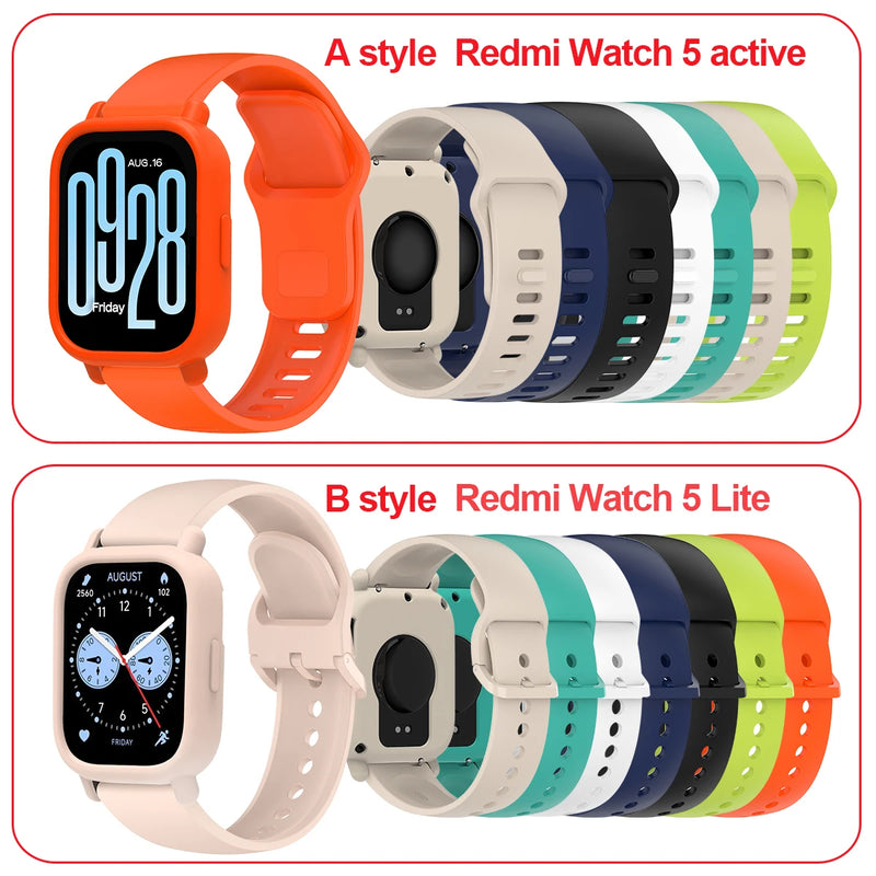 2pcs/set Stylish Band+Case For Redmi watch 5 Active Sport SmartWatch WristBand For Redmi watch 5 Lite Bracelet Band