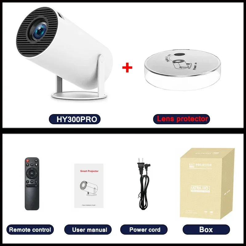 new HY300 Pro plus Projector Android 4K 1280*720P Dual Wifi Video Portable Outdoor home hd led proyector cine en casa