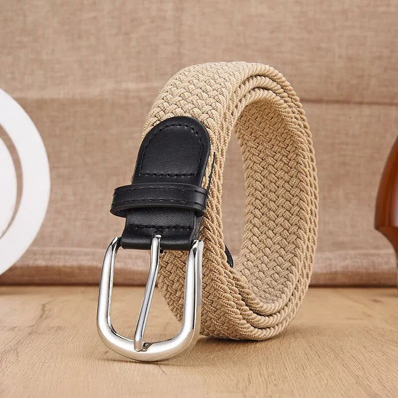 Men's Belt Casual Woven Elastic Belt Outdoor Sports Women's Belt No Need for Punching Climbing Work Belt For Men Women Fashion