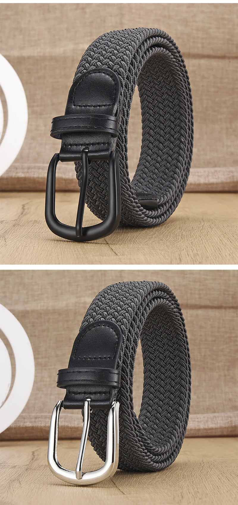 Men's Belt Casual Woven Elastic Belt Outdoor Sports Women's Belt No Need for Punching Climbing Work Belt For Men Women Fashion