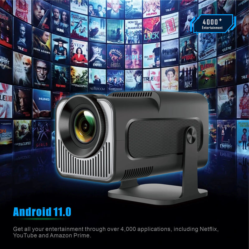 HY320 Mini Portable Projector 4K 1080P Native 1280*720P Android11 WIFI6 BT5.0 Auto Keystone Cinema Data show Beam Projector HDMI