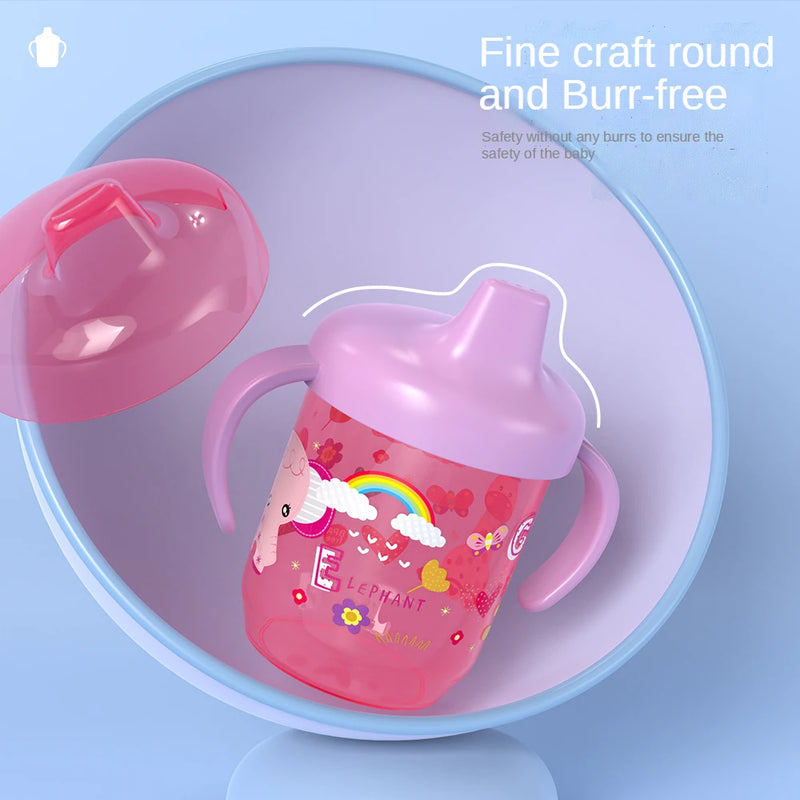 Cute Duckbill Cup Baby Learning Drinking Cup with Double Handle Flip Lid BPA Free Leakproof Infants Water Cups Bottle with Lid