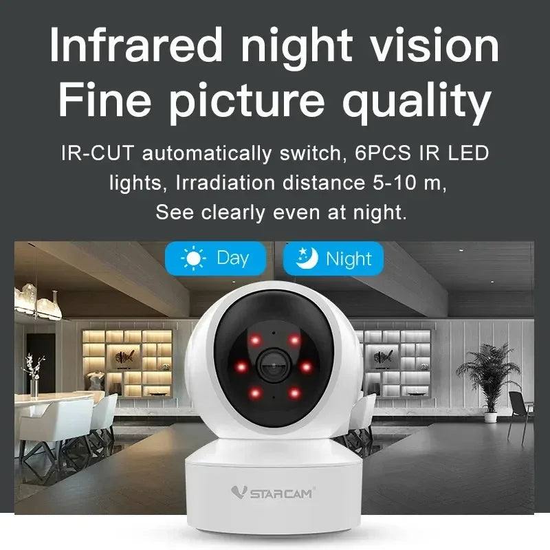 Vstarcam CS49Q 4MP UHD Indoor Camera 2.4/5G Wireless Security PTZ Mini Cam 2-Way Audio Infrared Vision Human Detection IP Camera