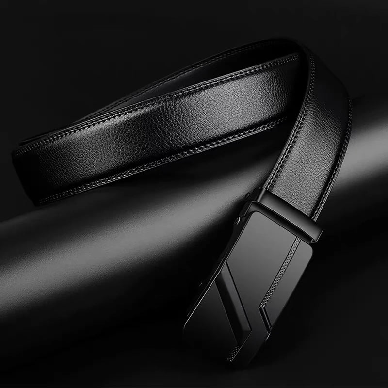 Men's High-Quality Belt 110cm 120cm 130cm Luxury Belt, Black Men's Automatic Buckle Jeans Men's Belt Suit Belt