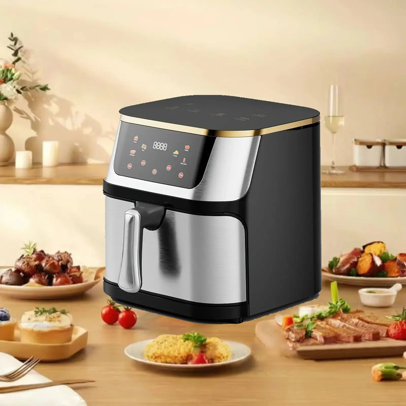 12L Stainless Steel Visible Large Capacity Electric Air Fryer, Multi-function Air Oven, LED Touch Screen,210℃ High Temperature