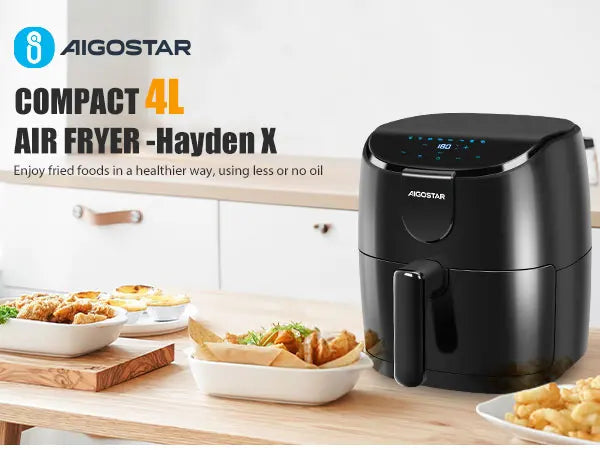 Air Fryer 9 in 1, Air Fryer 4L with 60 Minute Timer and LED Display, Temperature Adjustable 40 ℃ to 200 ℃, Non-stick Basket, Less Oil and Smokeless, 1500W