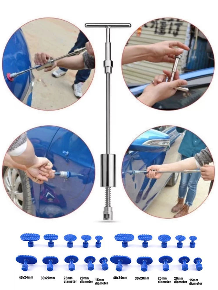 Car Paintless Dent Repair Tools Puller Removal Kit Slide Hammer Reverse Hammer Tool Body Suction Cup / Adhesive Blue Glue Tabs