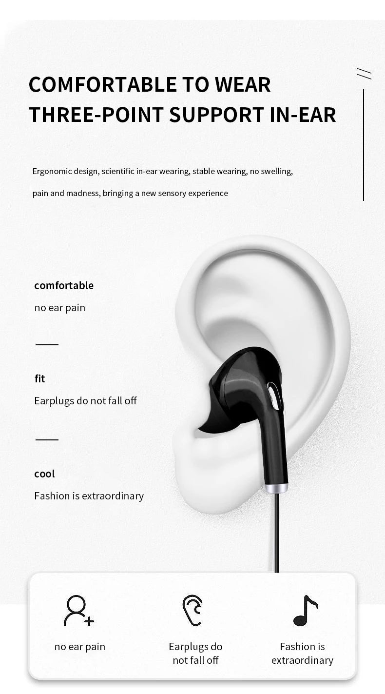 Universal Earphone 3.5mm Jack Wired Headphones With Microphone HiFi Stereo Earbuds Sports Headsets For Xiaomi Samsung Redmi POCO