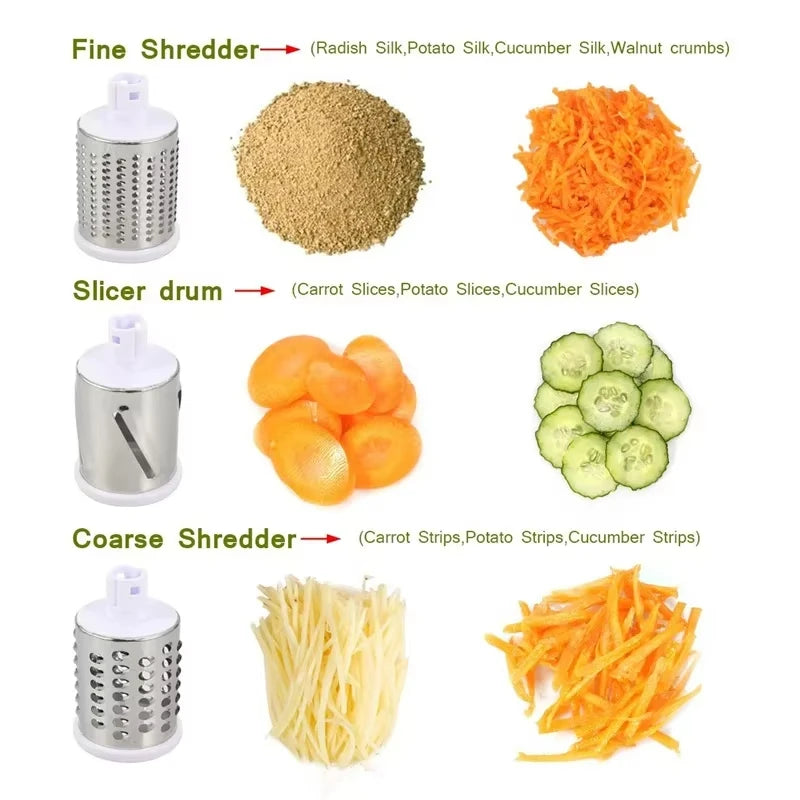 Manual rotating stainless steel vegetable shaker for kitchen with 3 cubes 