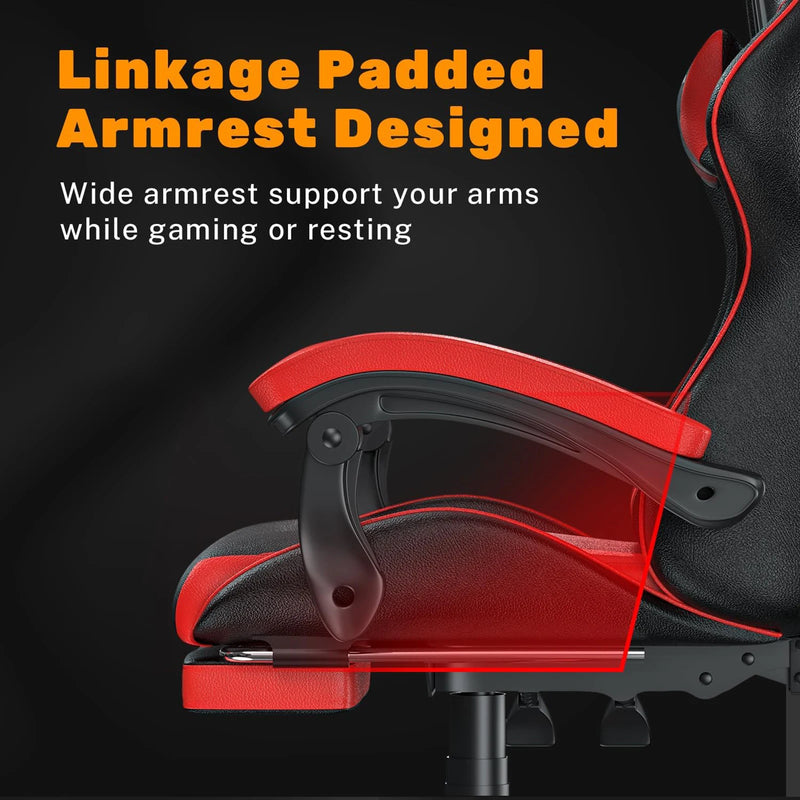 Gaming Chair with Footrest Gamer Chairs Ergonomic with Lumbar Cushion Headrest Gaming Chair Height Adjustable Computer Chair