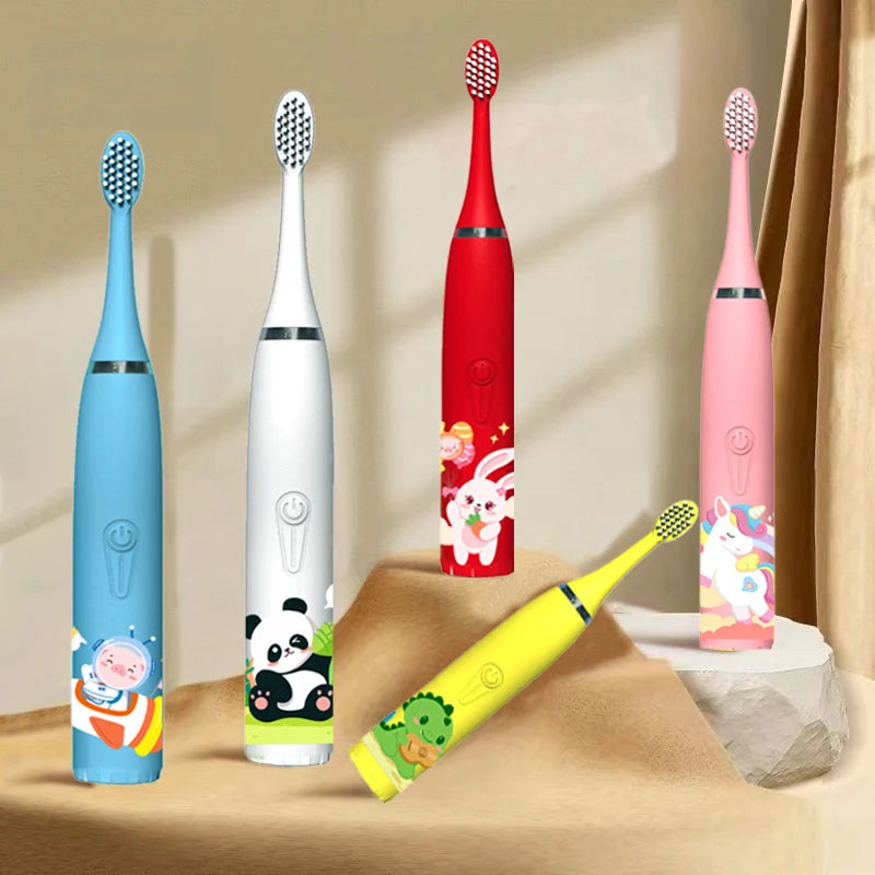 Children Sonic Electric Toothbrush Cartoon Kids With Replace The Toothbrush Head Ultrasonic Electric Toothbrush Sonic Brush Head