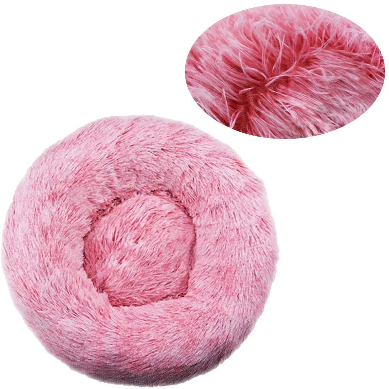 Super soft round bed for pets, wide plush house for medium dogs, 