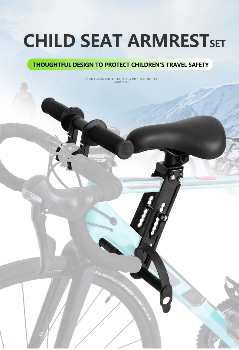 Bicycle Universal Adjustable Baby Seat Child Saddle Front Frame Safety Handlebar Quick Release Outdoor Parent-child with Pedals