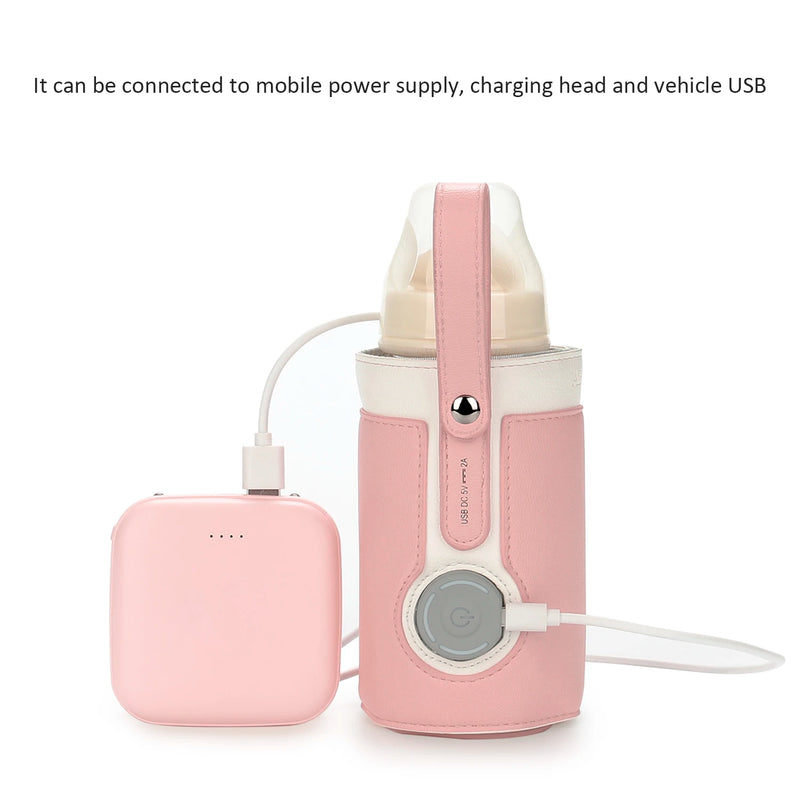 3 Temperature Adjustable Portable Baby Bottle Warmer, Portable Car Travel Bottle Warmer USB Milk Heat Keeper Baby Bottle Warmer