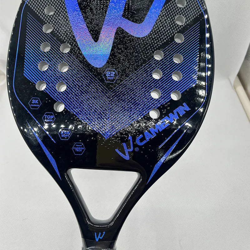 Camewin 3K Holographic Playa Tennis Racket, Carbon Fiber Frame with 