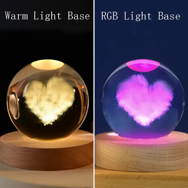 3D Crystal Ball Night Light Lamp Crystal Planet Laser Engraved Solar System Globe Astronomy Gift Birthday Glass Home Decoration