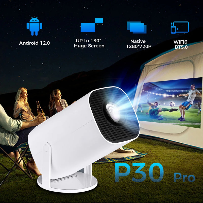 P30 Smart Mini Projector Android WiFi6 BT5.0 Support 4K 1080P Projector 1280*720P Home Cinema Outdoor Portable Beam Projector