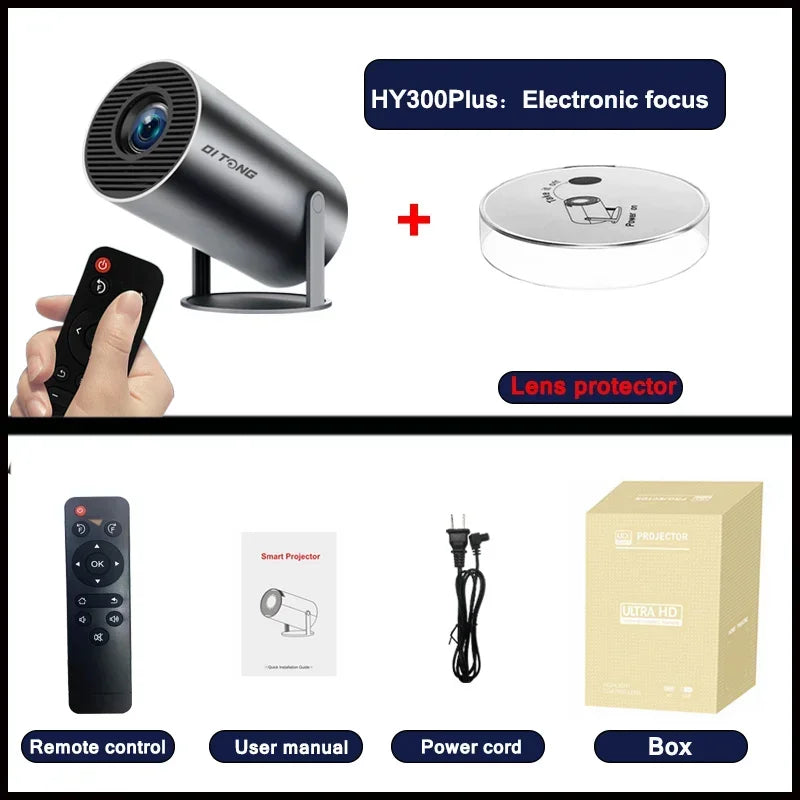 New HY300 Pro plus Projector 4k Android 1280*720P Dual Wifi  Video  Portable Outdoor home hd led proyector cine en casa pro