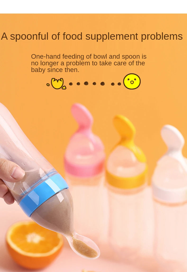 90ML Safe Newborn Baby Feeding Bottle Toddler Silicone Squeeze Feeding Spoon Milk Bottle Training Feeder Food Supplement Tools