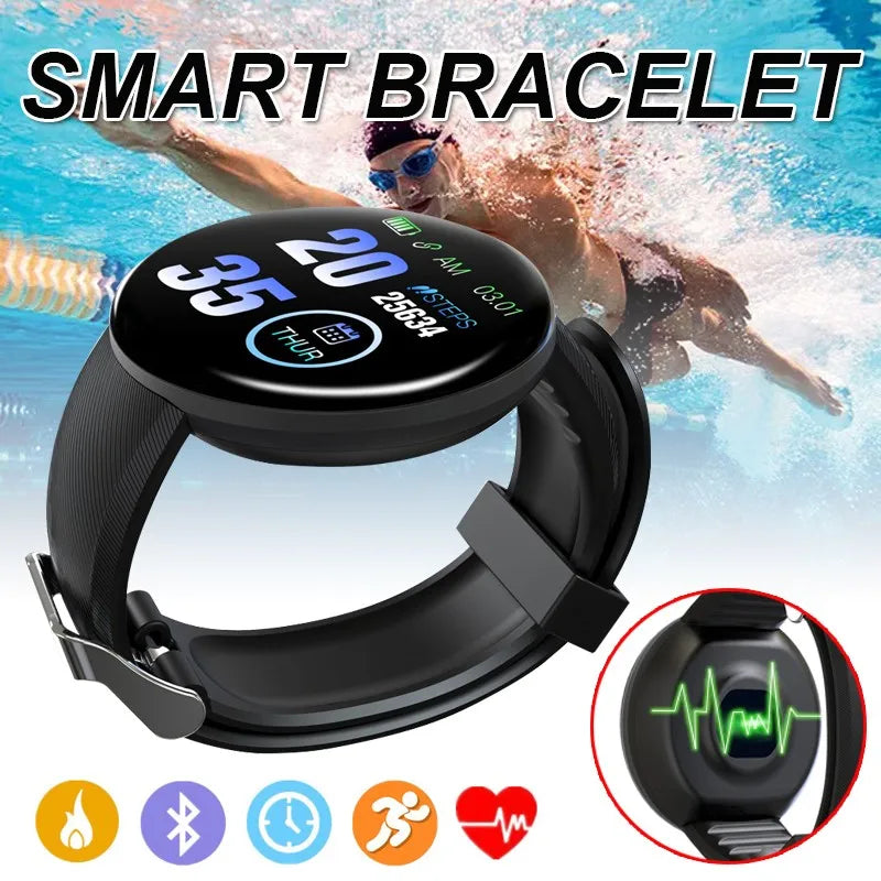 Reloj inteligente D18 para hombre y mujer, pulsera Digital resistente al agua co