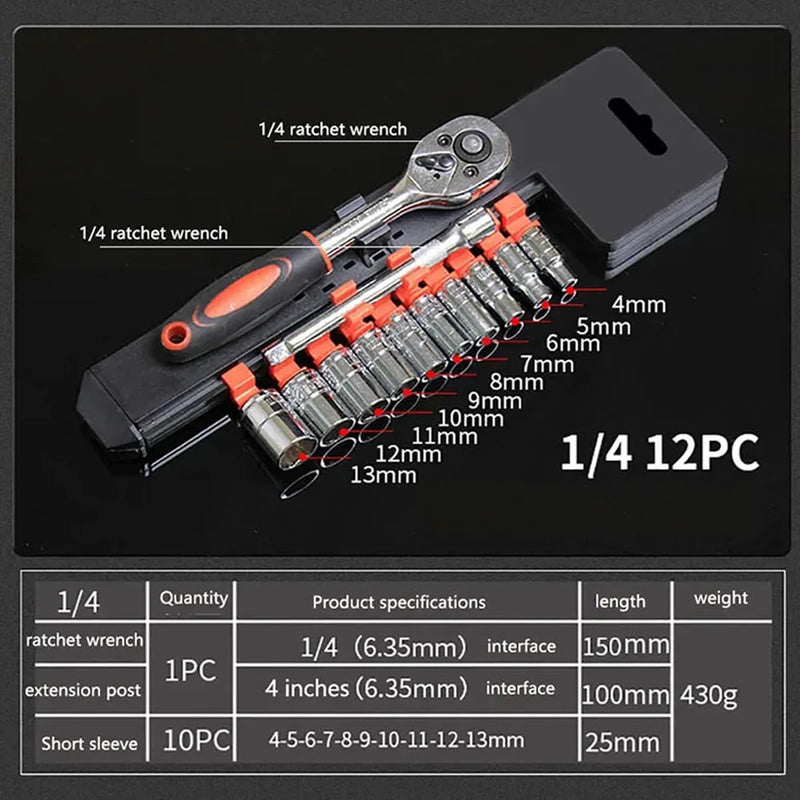 12 Pcs Set Wrench Socket Set Hardware Car Boat Auto Repair Tools Bike Multitool Bike Tool Kit Motorcycle Bicycle Repairing Tool