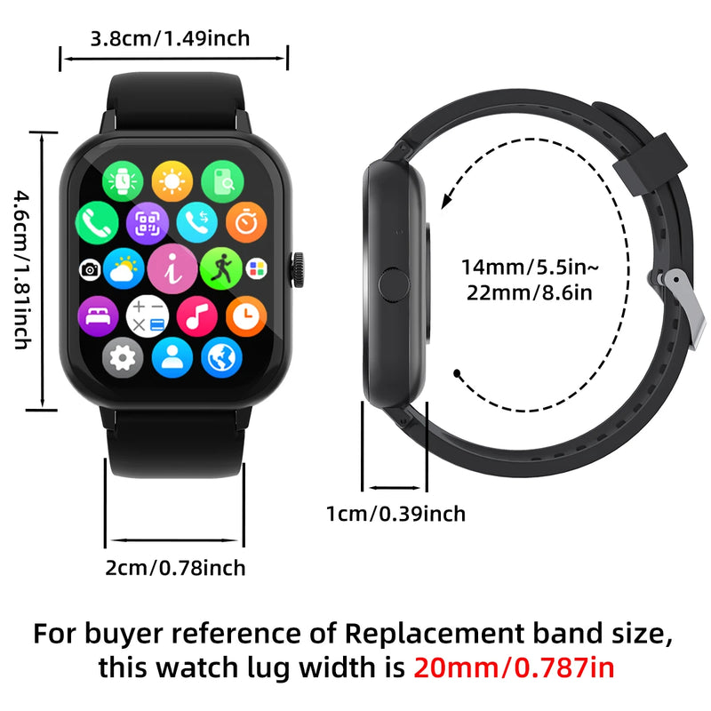 Sports smart watch for men and women, wristband with touch screen with 