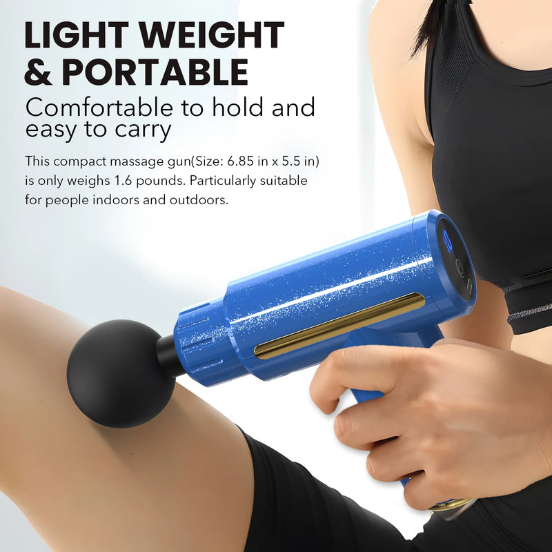 Sejoy Portable Fascia Gun Tissue Massager Mini Lightweight Body Massage with LED Touch Screen 4 Replaceable Massage Heads