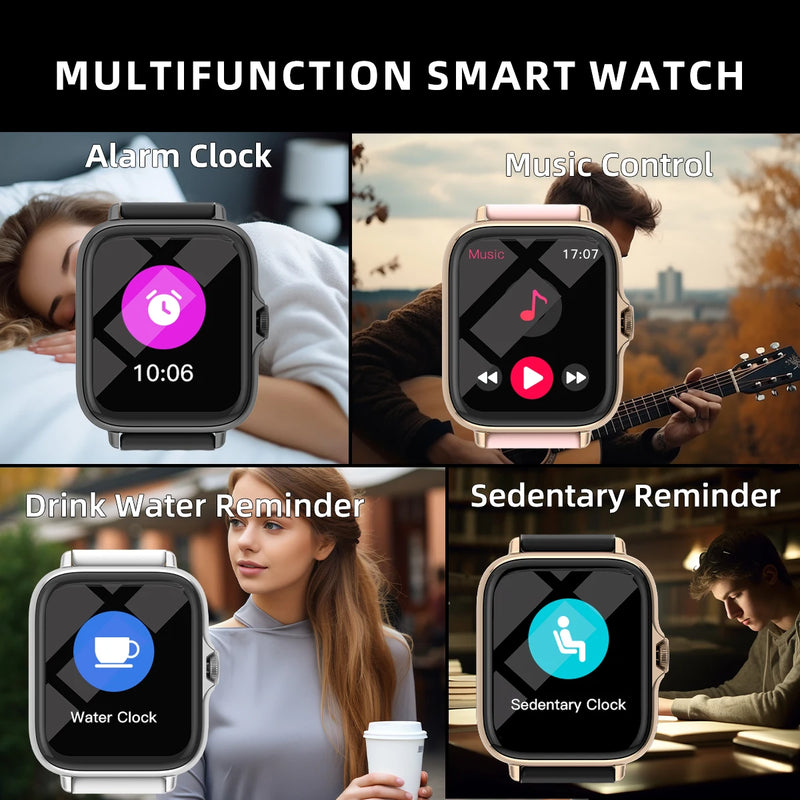 1.83 inch water resistant smart watch with message, responsive 