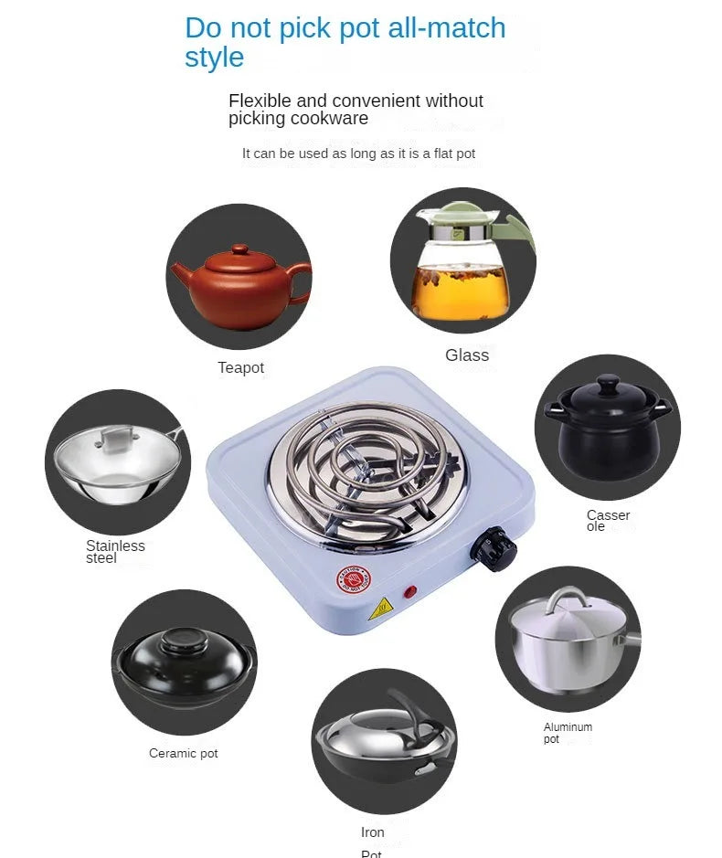 Electric Furnace Household Mini Single Disc Burner Portable Hot Plate Mosquito Incense Furnace 500W2000W 200-1000℃ Kitchen Stove