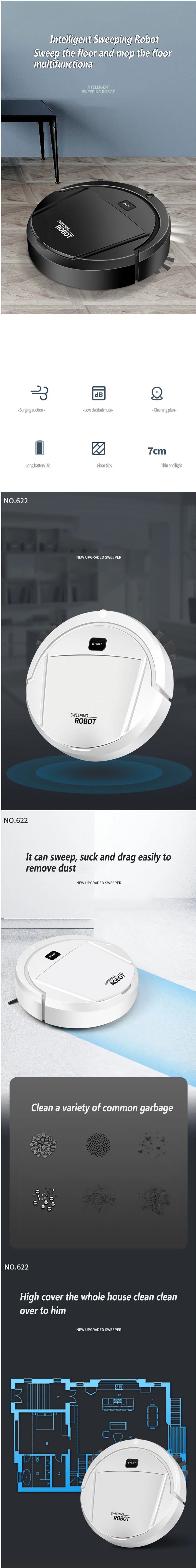 2024 New Automatic Robot Vacuum Cleaner Smart Sweeping Dry Wet Cleaning Machine Charging Intelligent Vacuum Cleaner for Home