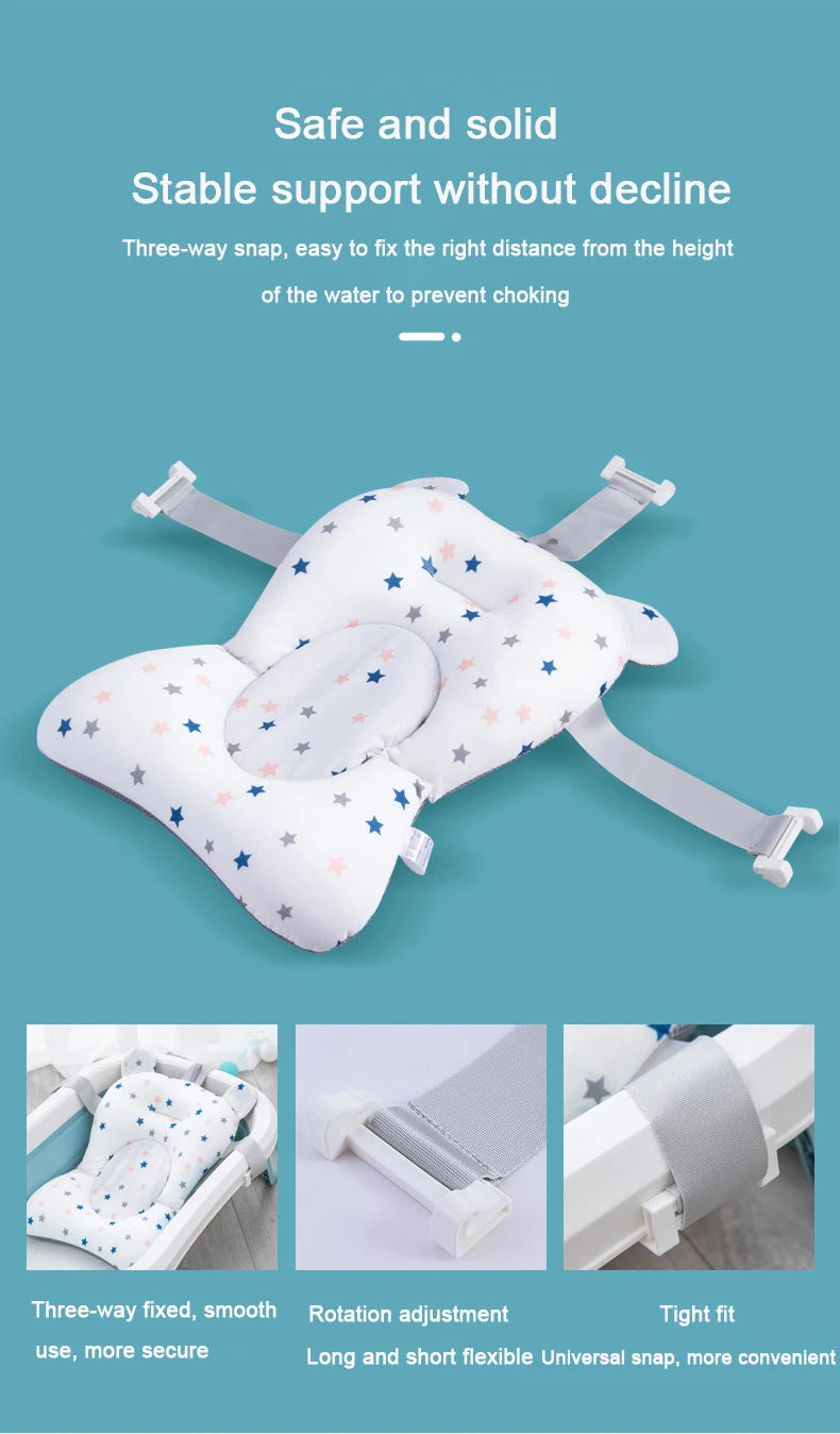 Baby Bath Seat Support Mat Infant Anti-Slip Soft Comfort Body Cushion Foldable Baby Bath Tub Pad Chair Newborn Bathtub Pillow