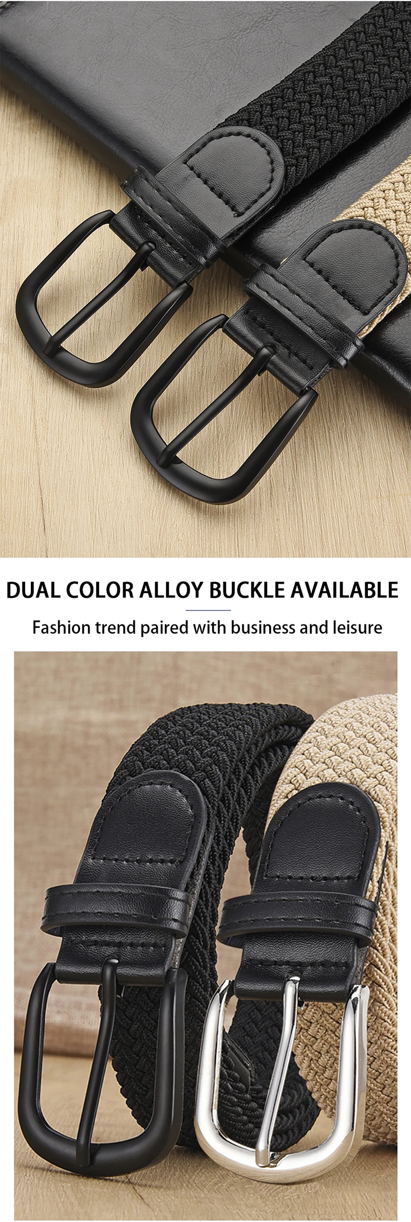 Men's Belt Casual Woven Elastic Belt Outdoor Sports Women's Belt No Need for Punching Climbing Work Belt For Men Women Fashion