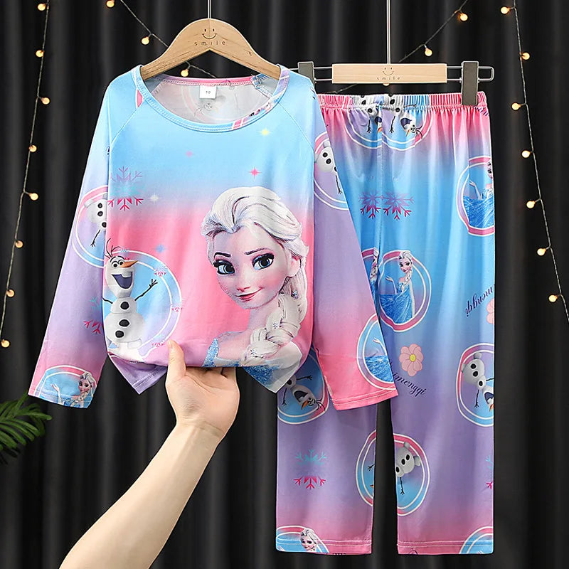 2pcs/set New Children Pyjamas Minnie Elsa Duck Cartoon Girls Sets Kid Home Wear boys and girls Travel Casual Sleepwear Suit