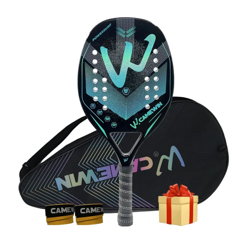 Camewin 3K Holographic Playa Tennis Racket, Carbon Fiber Frame with 