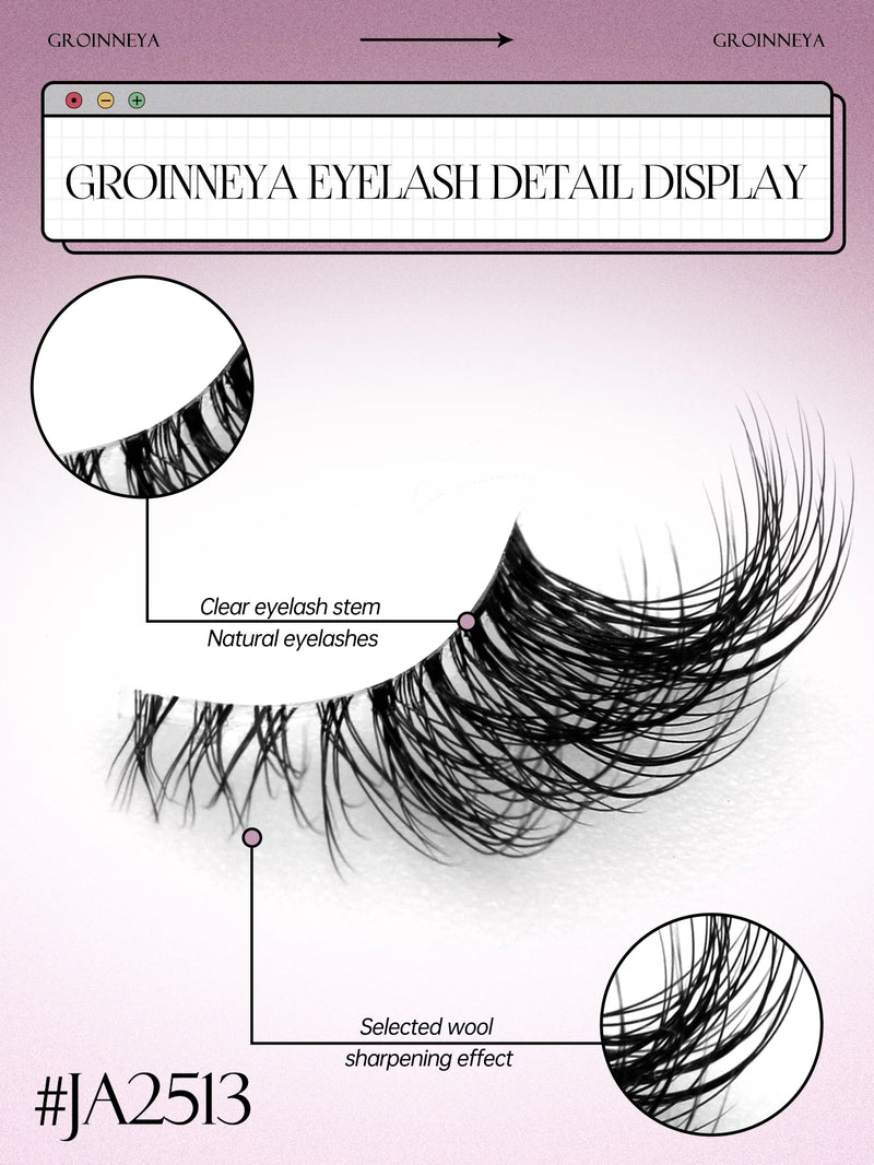 GROINNEYA Half Lashes Half Lashes Soft Natural Clear Band Lashes Natural Look Faux Mink Wispy Mink Eyelashes Extension Makeup