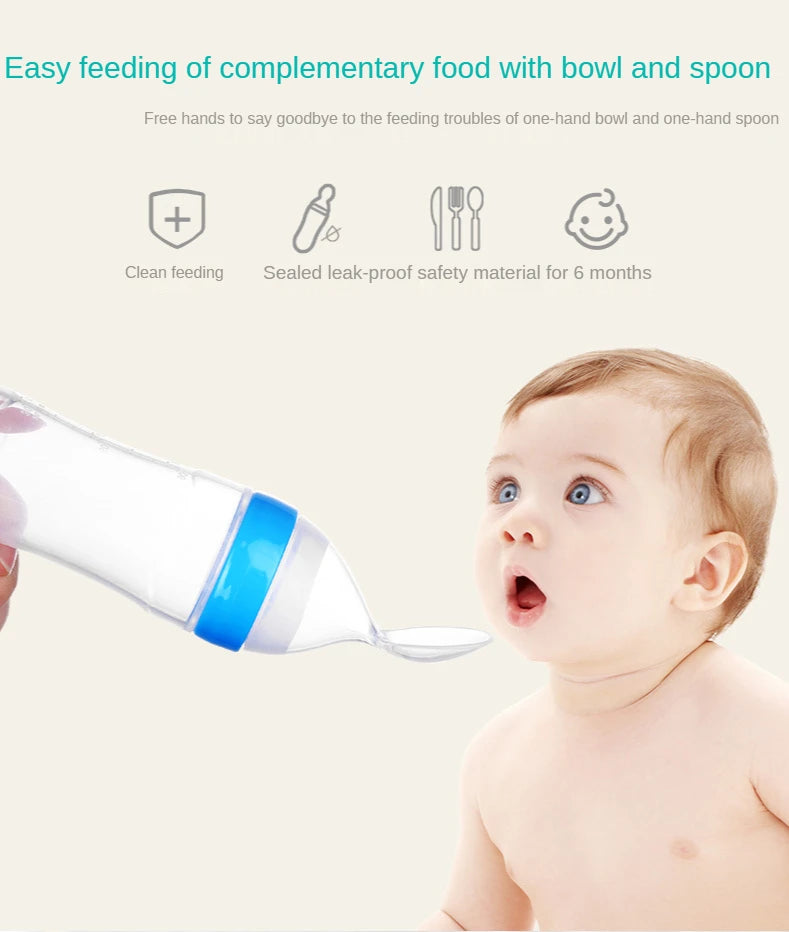 90ML Safe Newborn Baby Feeding Bottle Toddler Silicone Squeeze Feeding Spoon Milk Bottle Training Feeder Food Supplement Tools