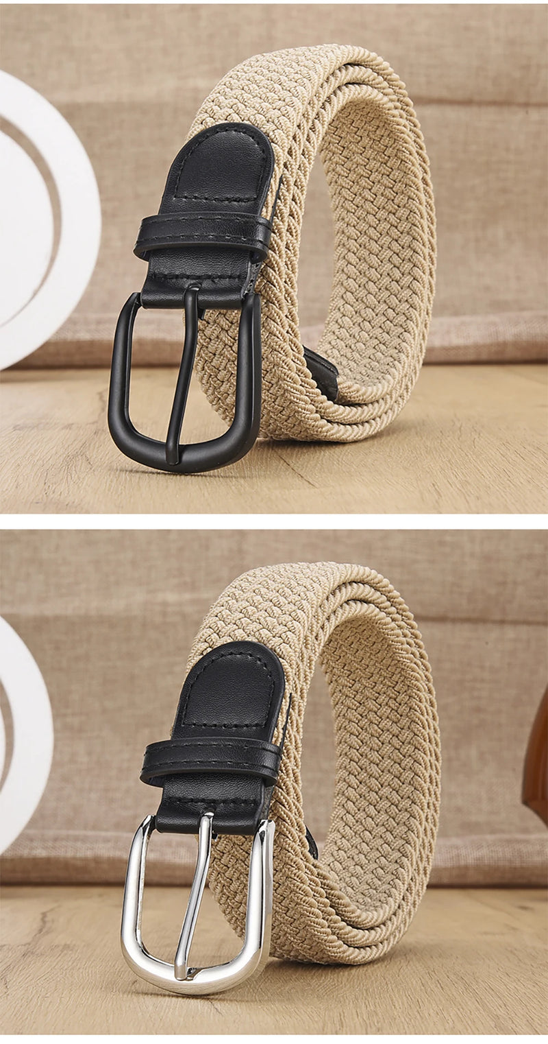 Men's Belt Casual Woven Elastic Belt Outdoor Sports Women's Belt No Need for Punching Climbing Work Belt For Men Women Fashion