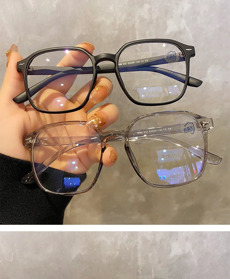 Square glasses with polygon mount for men and women, smooth lenses for me 