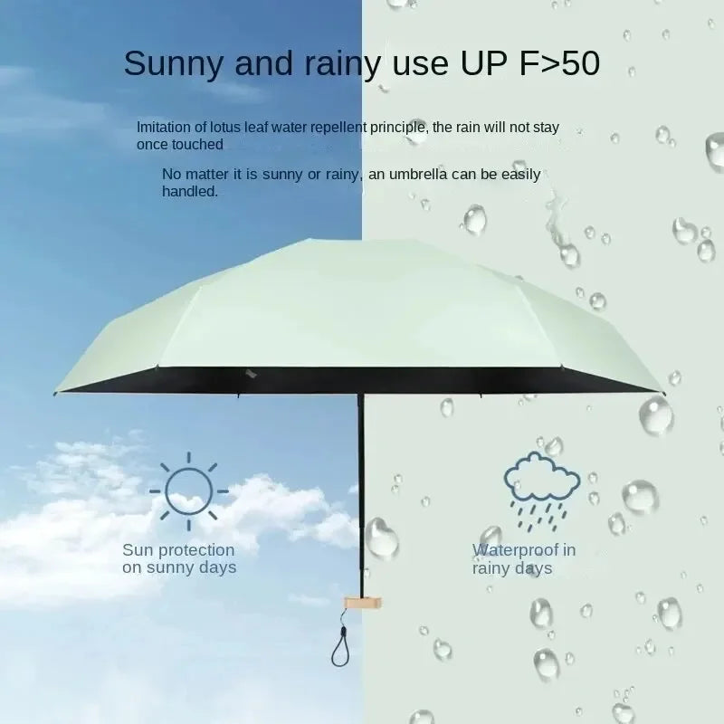 Mini pocket umbrella for rain, foldable vinyl paraguas with protection 