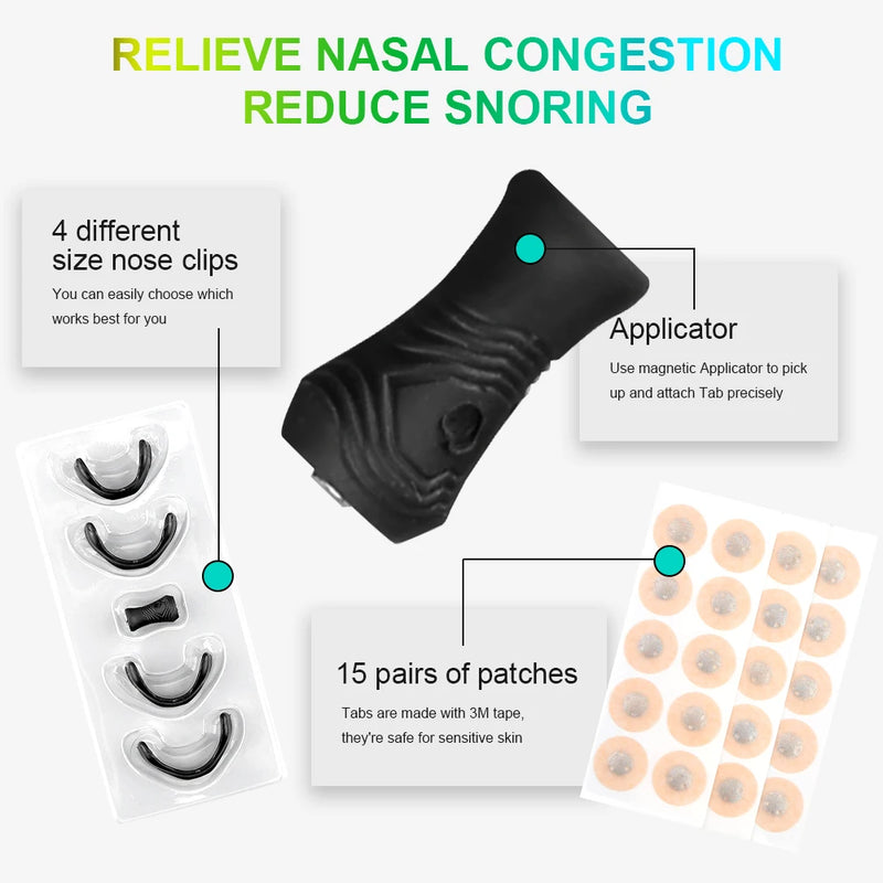 1/2/3Kits Magnetic Nasal Strips&Clips Nasal Breathing Dilators Air Intake Improve Sleeping Reduce Snoring Nasal For Nighttime ﻿