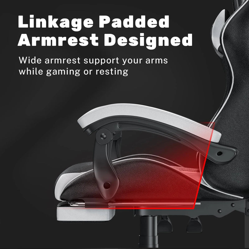 Gaming Chair with Footrest Gamer Chairs Ergonomic with Lumbar Cushion Headrest Gaming Chair Height Adjustable Computer Chair